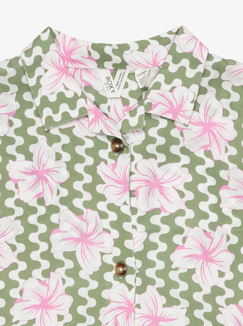Load image into Gallery viewer, Roxy Kids&#39; Salty Sun Shirt Basil Party Waves Rg ERGWT03140_GHZ6
