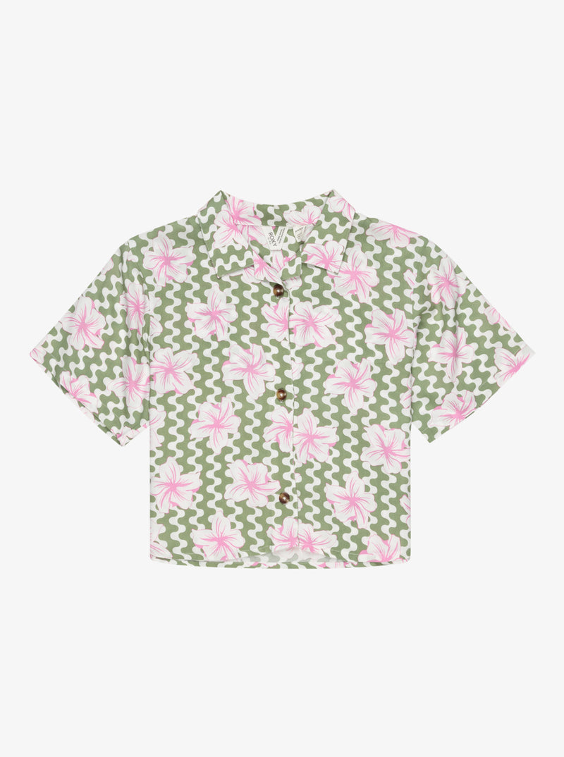 Load image into Gallery viewer, Roxy Kids&#39; Salty Sun Shirt Basil Party Waves Rg ERGWT03140_GHZ6
