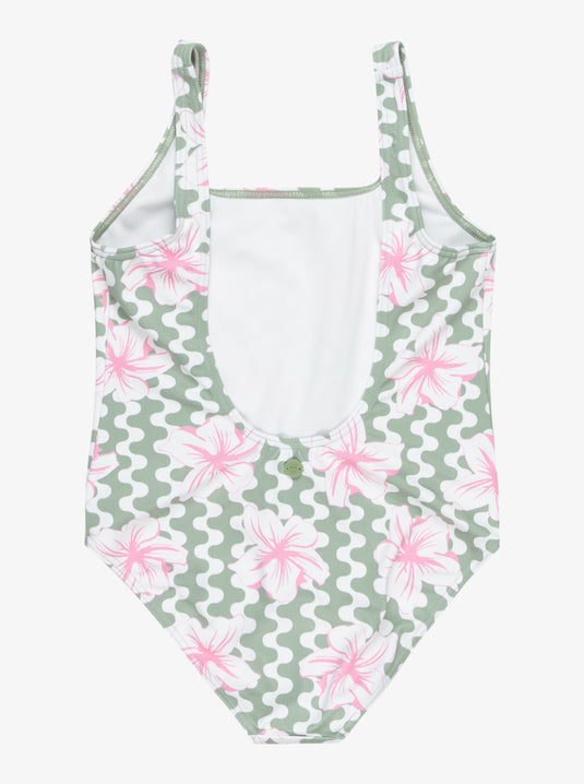 Roxy Girls' Party Waves One Piece Swimsuit Basil Party Waves Rg ERGX103216_GHZ6