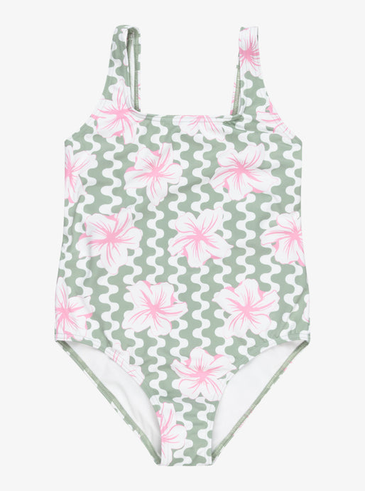 Roxy Girls' Party Waves One Piece Swimsuit Basil Party Waves Rg ERGX103216_GHZ6
