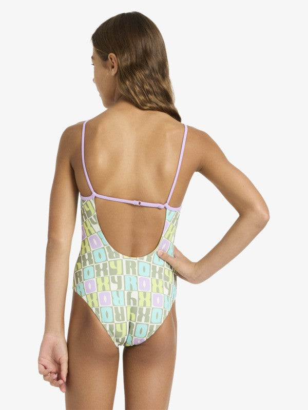 Load image into Gallery viewer, Roxy Kids' Letter Up One Piece Swimsuit (8-14 Years) Oil Green ERGX103236-GLD8
