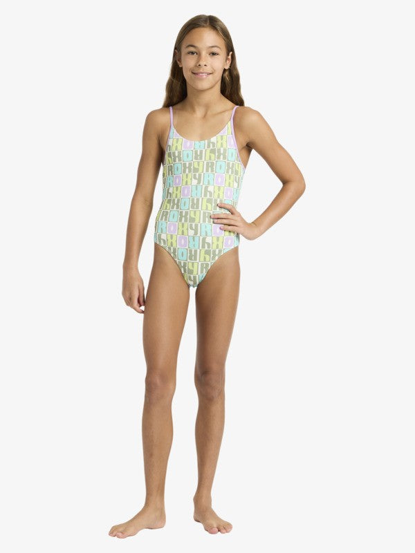 Load image into Gallery viewer, Roxy Kids' Letter Up One Piece Swimsuit (8-14 Years) Oil Green ERGX103236-GLD8
