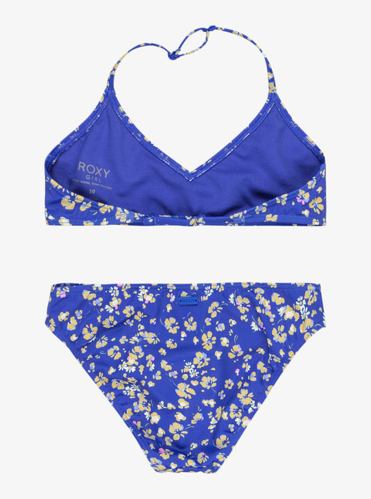 Roxy Kids' Shadow Floral Brasic Two Piece Swim Set Dazzling Blue Coastline Ditsy ERGX203630_XBYM