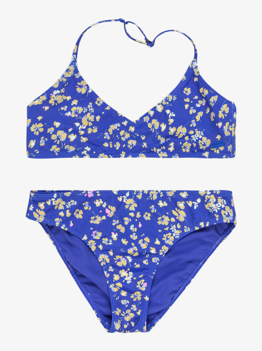 Roxy Kids' Shadow Floral Brasic Two Piece Swim Set Dazzling Blue Coastline Ditsy ERGX203630_XBYM
