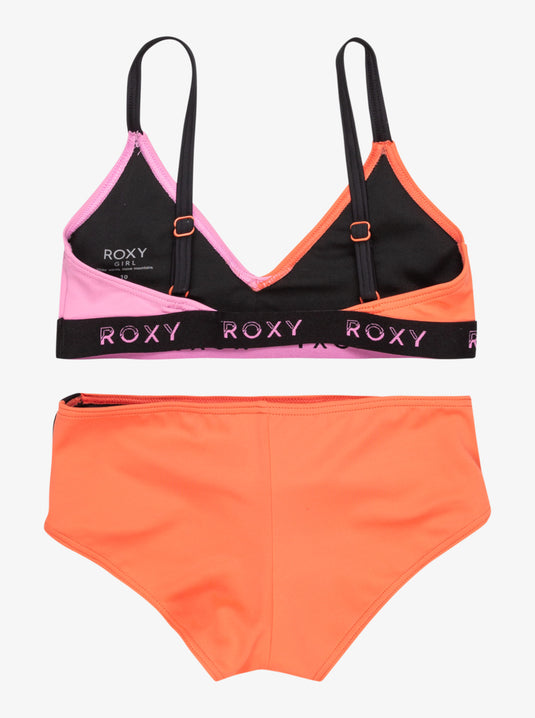 Roxy Girls' Colorblock Two Piece Swim Set Anthracite ERGX203650_KVJ0