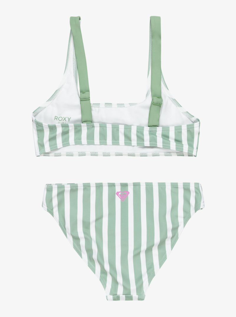 Load image into Gallery viewer, Roxy Girls&#39; Bico Active Rg Two Piece Swim Set Basil Active Rg Stripe ERGX203652_GHZ3

