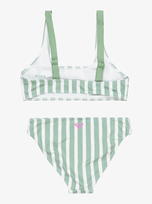 Roxy Girls' Bico Active Rg Two Piece Swim Set Basil Active Rg Stripe ERGX203652_GHZ3