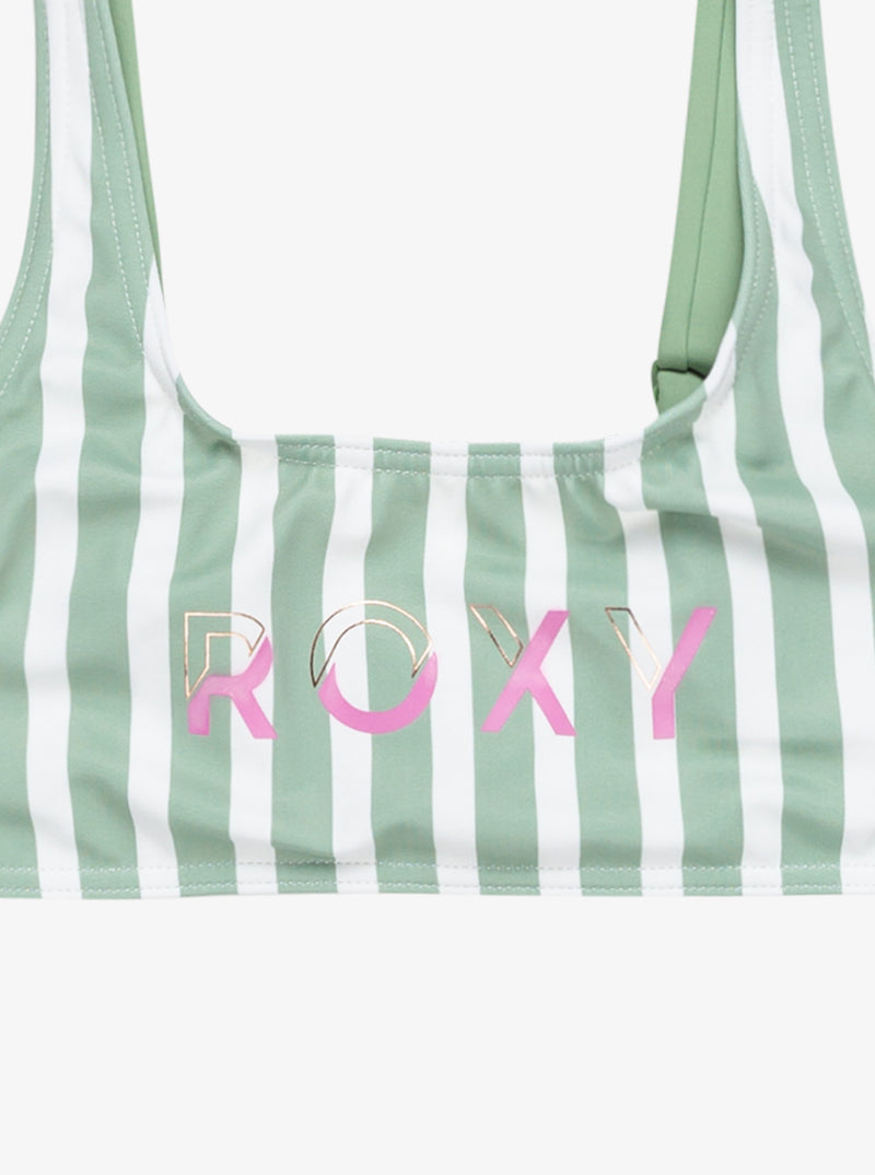 Load image into Gallery viewer, Roxy Girls&#39; Bico Active Rg Two Piece Swim Set Basil Active Rg Stripe ERGX203652_GHZ3
