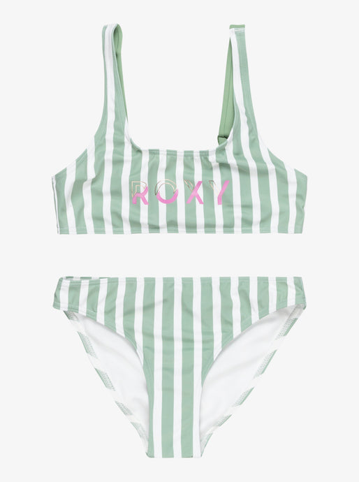 Roxy Girls' Bico Active Rg Two Piece Swim Set Basil Active Rg Stripe ERGX203652_GHZ3