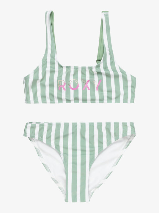 Roxy Girls' Bico Active Rg Two Piece Swim Set Basil Active Rg Stripe ERGX203652_GHZ3