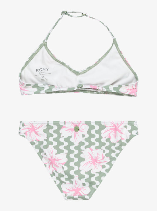 Roxy Girls' Party Waves Basic Two Piece Swim Set Basil Party Waves Rg ERGX203656_GHZ6