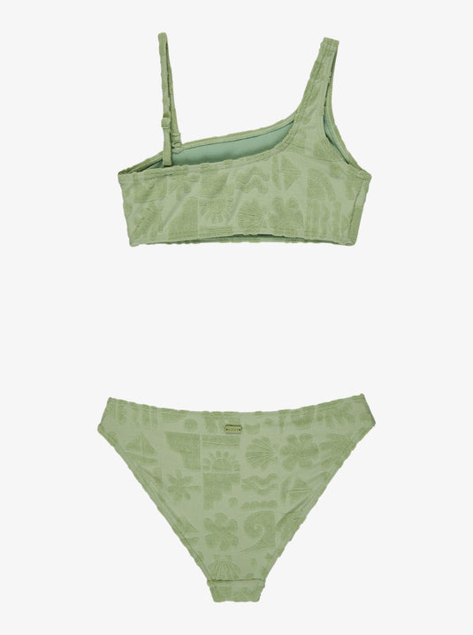Roxy Kids' Beach Check Two Piece Swim Set Basil ERGX203664-GHZ0