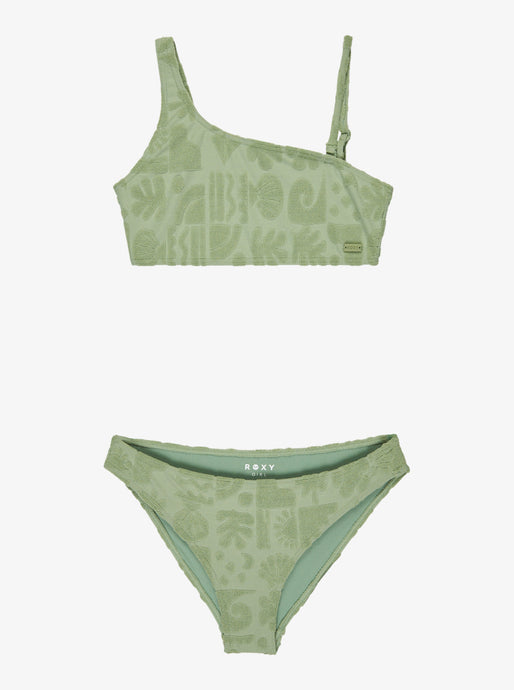 Roxy Kids' Beach Check Two Piece Swim Set Basil ERGX203664-GHZ0