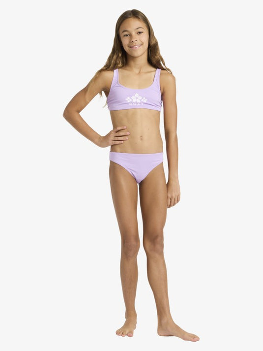 Roxy Kids' Solid Active Set Girls 6-16 Purple Two Piece Bralette Bikini Set Crocus Petal ERGX203686 -PKL0