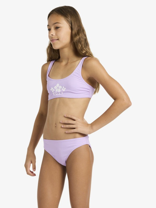 Roxy Kids' Solid Active Set Girls 6-16 Purple Two Piece Bralette Bikini Set Crocus Petal ERGX203686 -PKL0