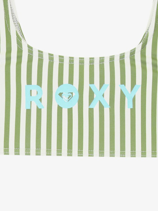 Roxy Kids' Bico Active Bralette Bikini Set (6-16 Years) Oil Green Vert Moda Stripe ERGX203689-GLD4