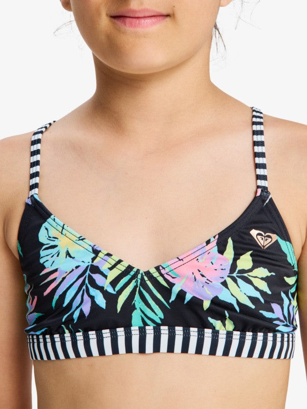 Load image into Gallery viewer, Roxy Kids' Active Triangle Bikini Set (6-16 Years) Anthracite Aquarella Active Rg ERGX203693-XMGB
