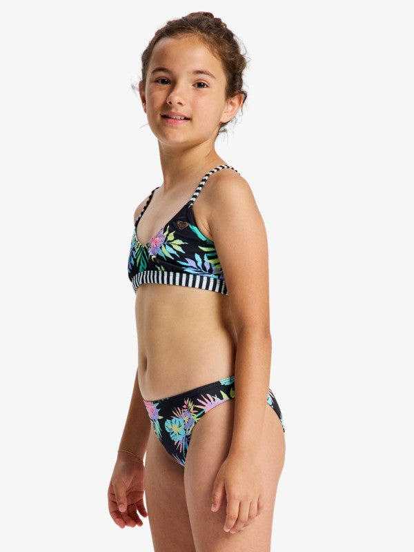 Load image into Gallery viewer, Roxy Kids' Active Triangle Bikini Set (6-16 Years) Anthracite Aquarella Active Rg ERGX203693-XMGB
