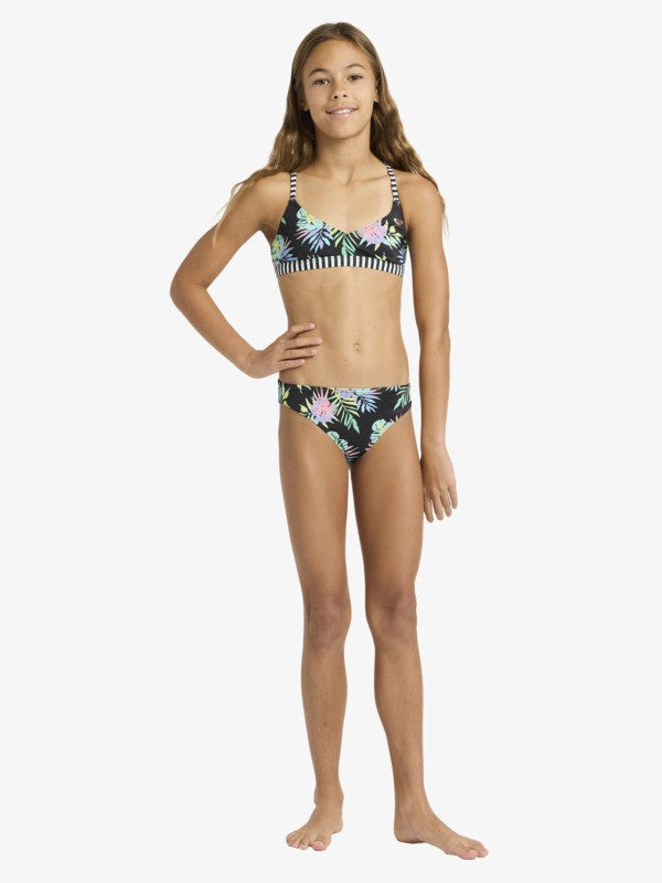 Load image into Gallery viewer, Roxy Kids' Active Triangle Bikini Set (6-16 Years) Anthracite Aquarella Active Rg ERGX203693-XMGB
