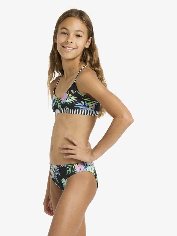 Load image into Gallery viewer, Roxy Kids' Active Triangle Bikini Set (6-16 Years) Anthracite Aquarella Active Rg ERGX203693-XMGB
