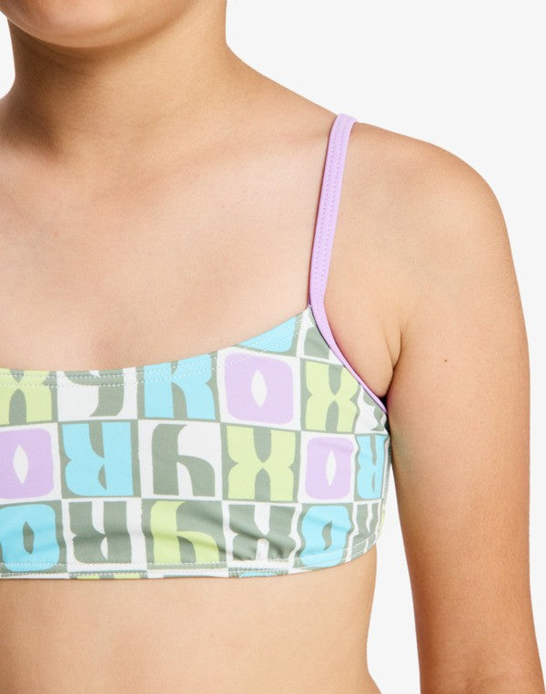 Load image into Gallery viewer, Roxy Kids' Letter Up Two Piece Bralette Set (8-14 Years) Oil Green ERGX203696-GLD8
