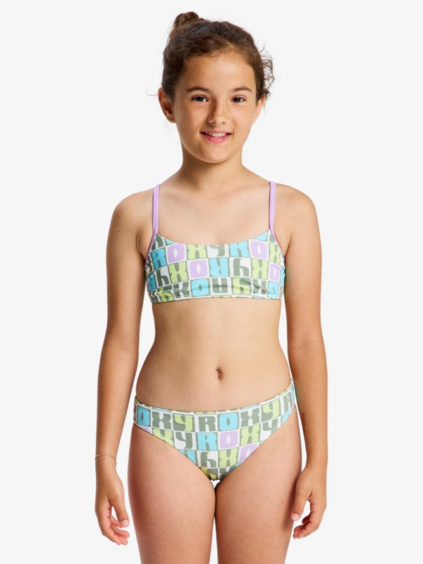 Load image into Gallery viewer, Roxy Kids' Letter Up Two Piece Bralette Set (8-14 Years) Oil Green ERGX203696-GLD8
