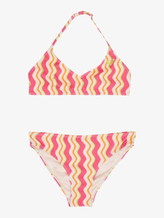 Roxy Kids' Bold Waves Two Piece Bralette Bikini Set (6-10 Years) Papaya Bold Waves ERGX203705_XMNG