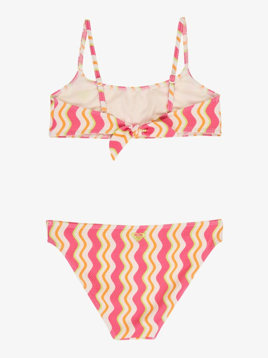 Roxy Kids' Bold Waves Two Piece Bralette Bikini Set (12-16 Years) Papaya Bold Waves ERGX203706_XMNG