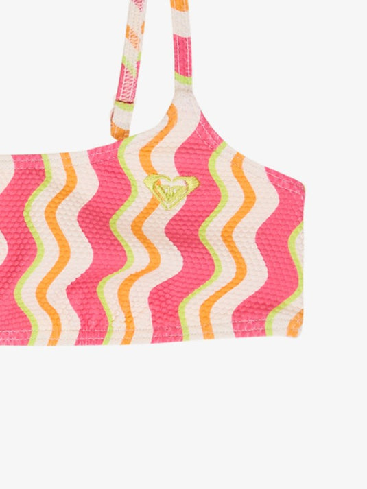 Roxy Kids' Bold Waves Two Piece Bralette Bikini Set (12-16 Years) Papaya Bold Waves ERGX203706_XMNG
