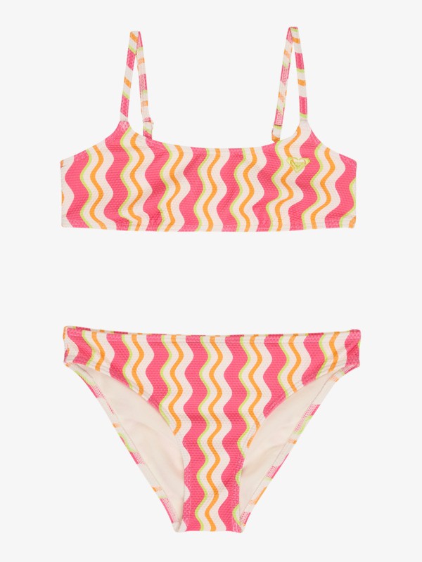 Load image into Gallery viewer, Roxy Kids' Bold Waves Two Piece Bralette Bikini Set (12-16 Years) Papaya Bold Waves ERGX203706_XMNG
