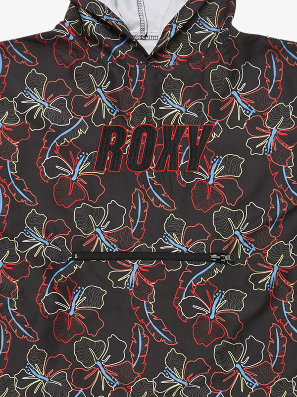 Load image into Gallery viewer, Roxy Women&#39;s Confetti Beach Packable Poncho Towel Anthracite Athletic Hibiscus ERJAA04356-XKNN
