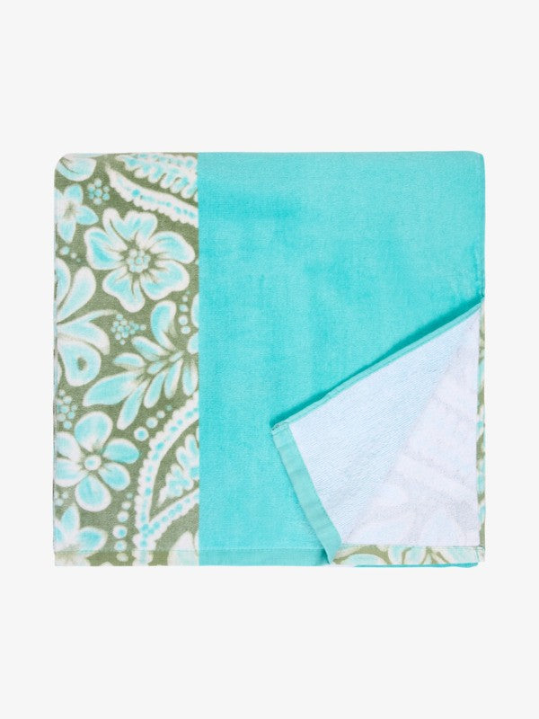 Load image into Gallery viewer, Roxy Women's Cold Water Printed Basic Towel 160 X 90 Oil Green Wildside Paisley ERJAA04360-GLD6
