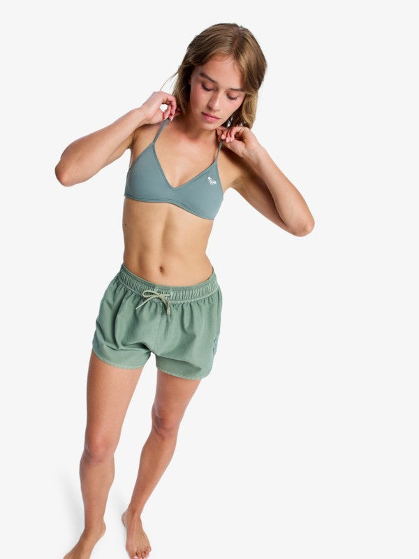 Load image into Gallery viewer, Roxy Women's No Bad Waves Boardshorts Oil Green ERJBS03327-GLD0
