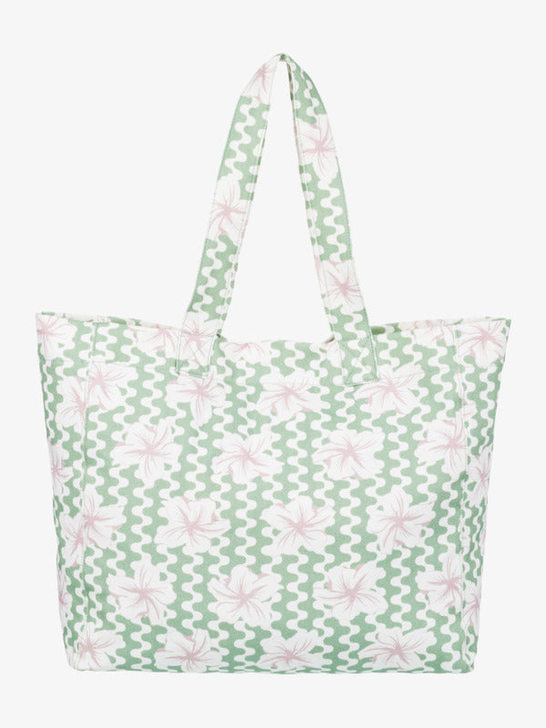 Load image into Gallery viewer, Roxy Women&#39;s Anti Bad Vibes Large Tote Bag Basil Party Waves Yw ERJBT03406_GHZ5
