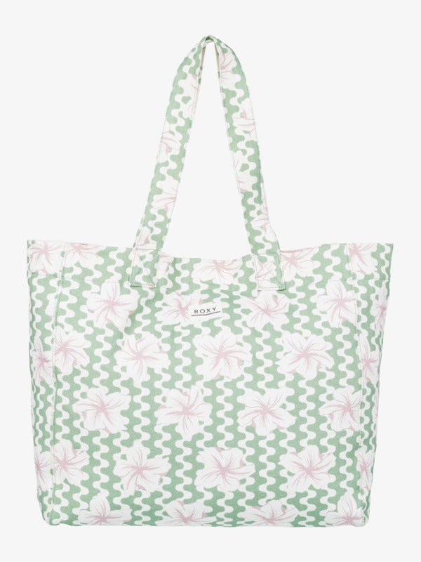 Load image into Gallery viewer, Roxy Women&#39;s Anti Bad Vibes Large Tote Bag Basil Party Waves Yw ERJBT03406_GHZ5

