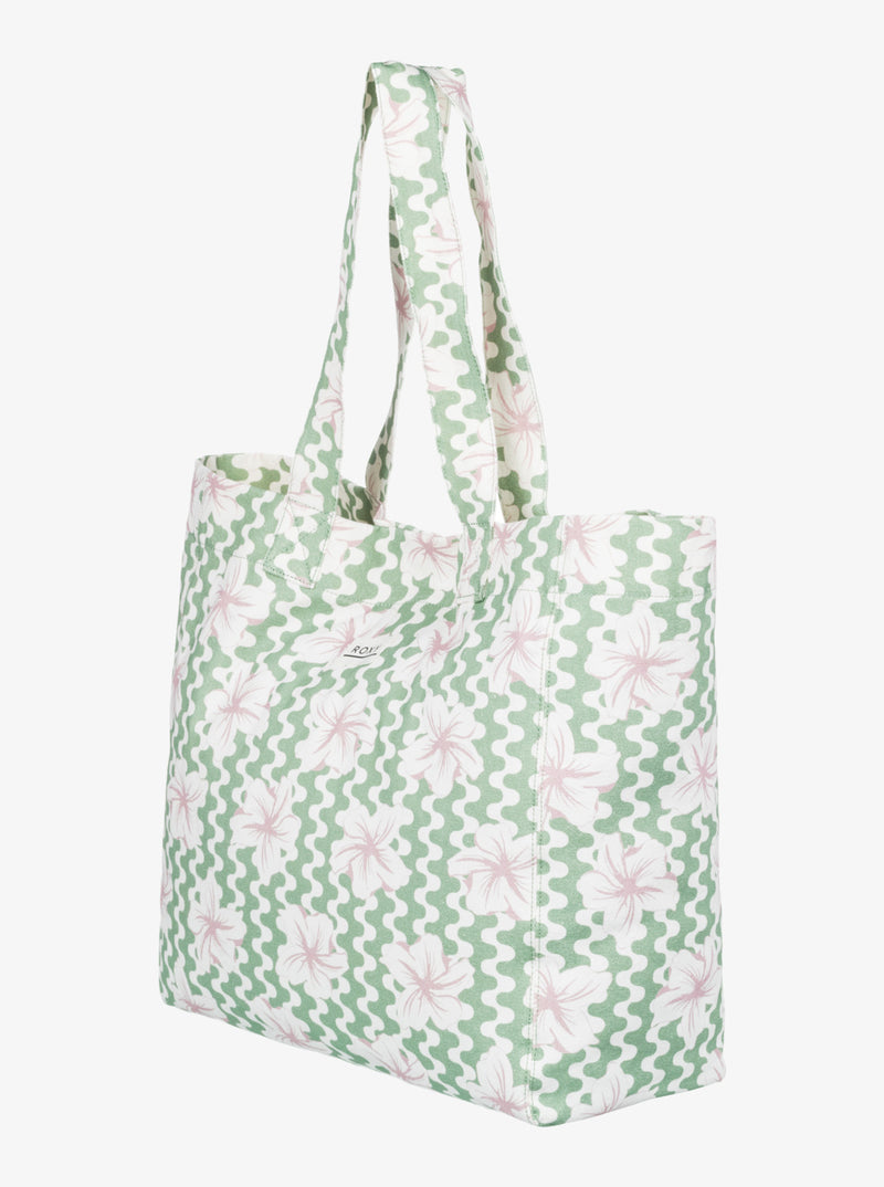 Load image into Gallery viewer, Roxy Women&#39;s Anti Bad Vibes Large Tote Bag Basil Party Waves Yw ERJBT03406_GHZ5
