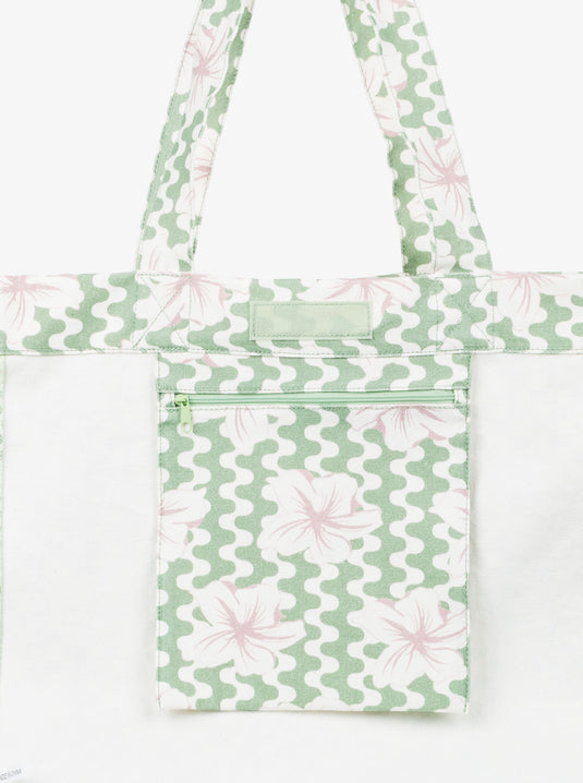Roxy Women's Anti Bad Vibes Large Tote Bag Basil Party Waves Yw ERJBT03406_GHZ5