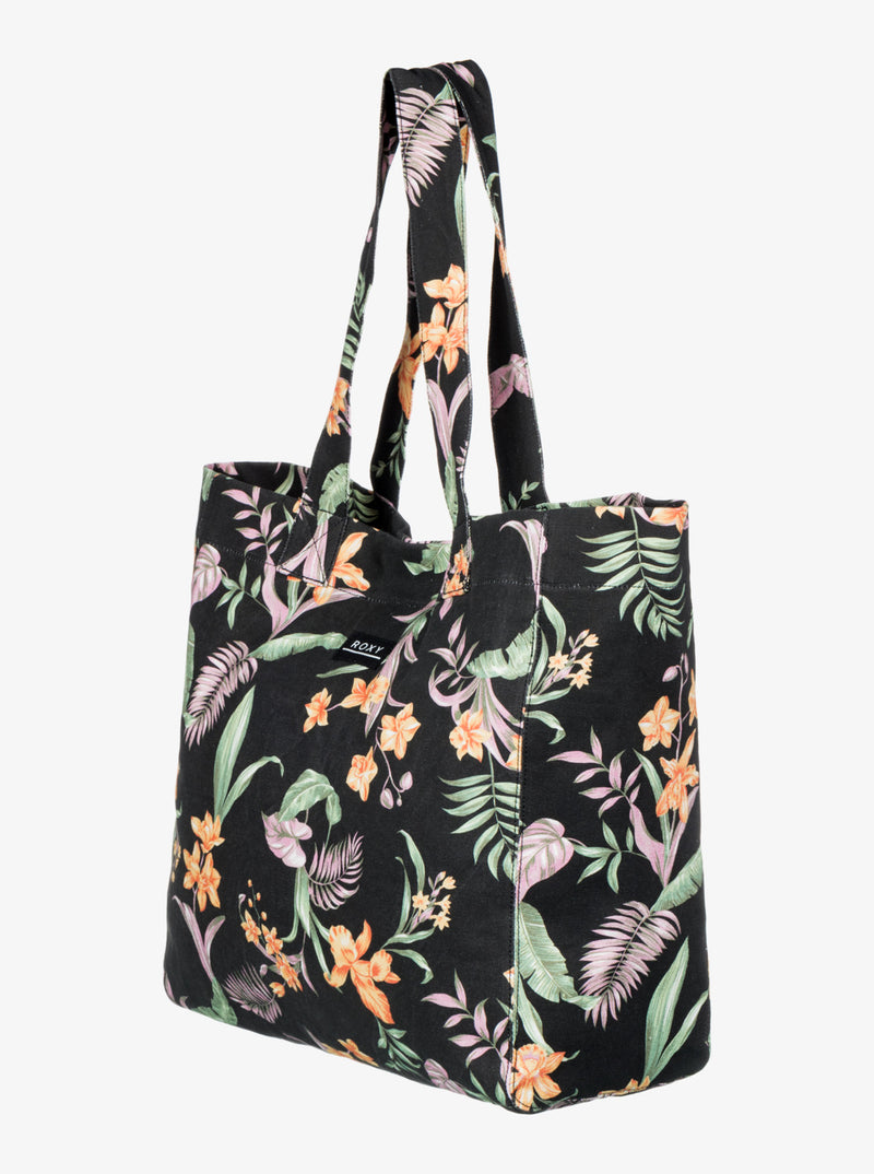 Load image into Gallery viewer, Roxy Women&#39;s Anti Bad Vibes Large Tote Bag Anthracite Island Escape ERJBT03406_KVJ3
