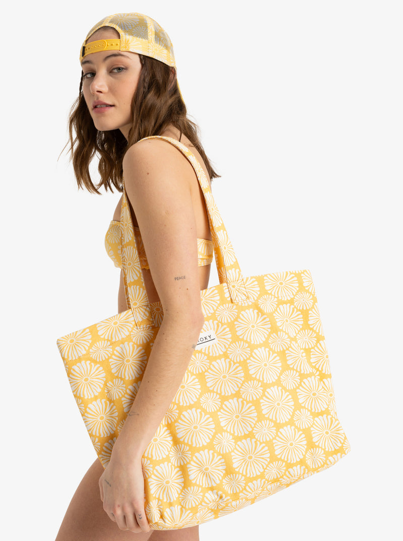Load image into Gallery viewer, Roxy Women&#39;s Sweeter Than Honey Large Tote Banana Cream Tropical Tile ERJBT03407_YFL5
