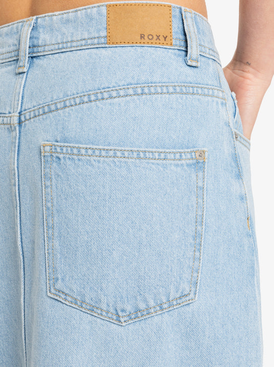 Roxy Women's Sun Winds Long Denim Skirt Light Blue ERJDK03035-BFG0