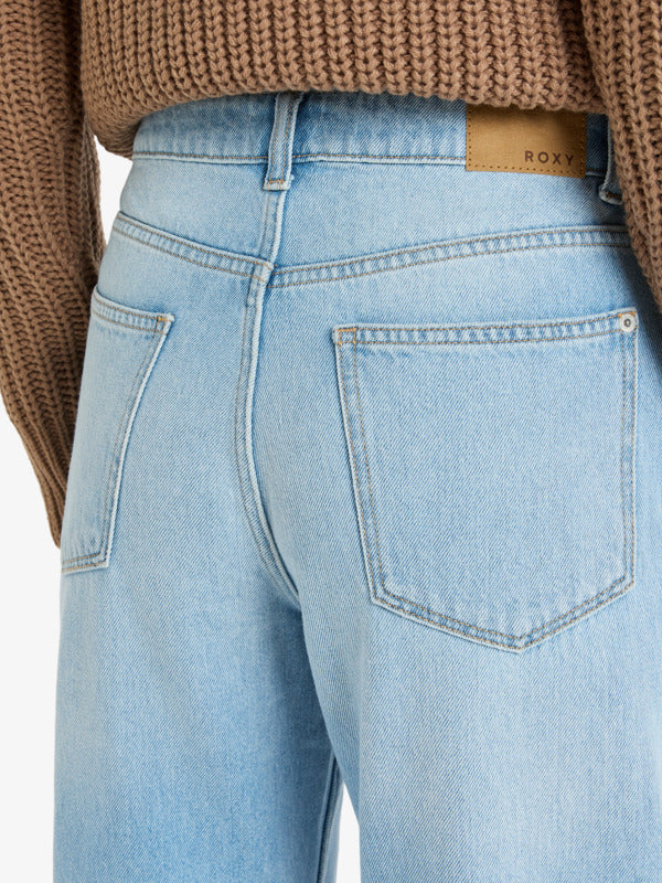 Load image into Gallery viewer, Roxy Women&#39;s Land And Water Regular Denim Pants Light Blue ERJDP03305-BFG0
