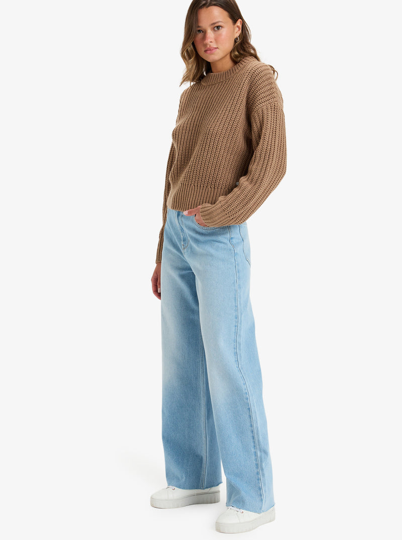 Load image into Gallery viewer, Roxy Women&#39;s Land And Water Regular Denim Pants Light Blue ERJDP03305-BFG0
