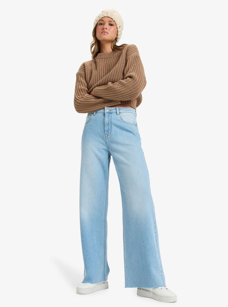 Load image into Gallery viewer, Roxy Women&#39;s Land And Water Regular Denim Pants Light Blue ERJDP03305-BFG0
