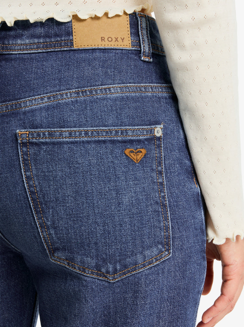 Load image into Gallery viewer, Roxy Women&#39;s Patti Straight Mid Straight Denim Jeans Medium Blue ERJDP03310_BMTW
