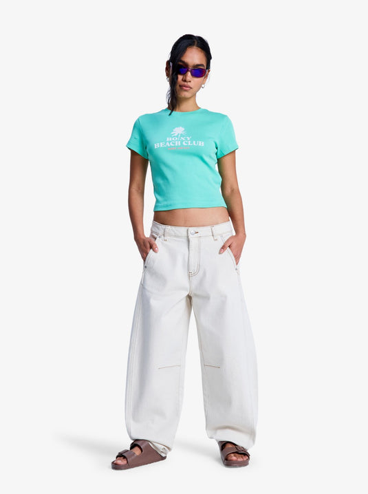 Roxy Women's Cloudbreak Mid Barrel Fit Denim Jeans Sandbar ERJDP03324-TER0