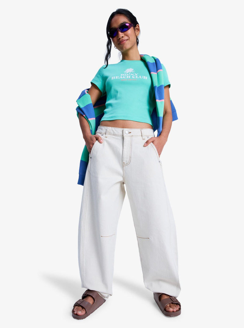 Load image into Gallery viewer, Roxy Women's Cloudbreak Mid Barrel Fit Denim Jeans Sandbar ERJDP03324-TER0
