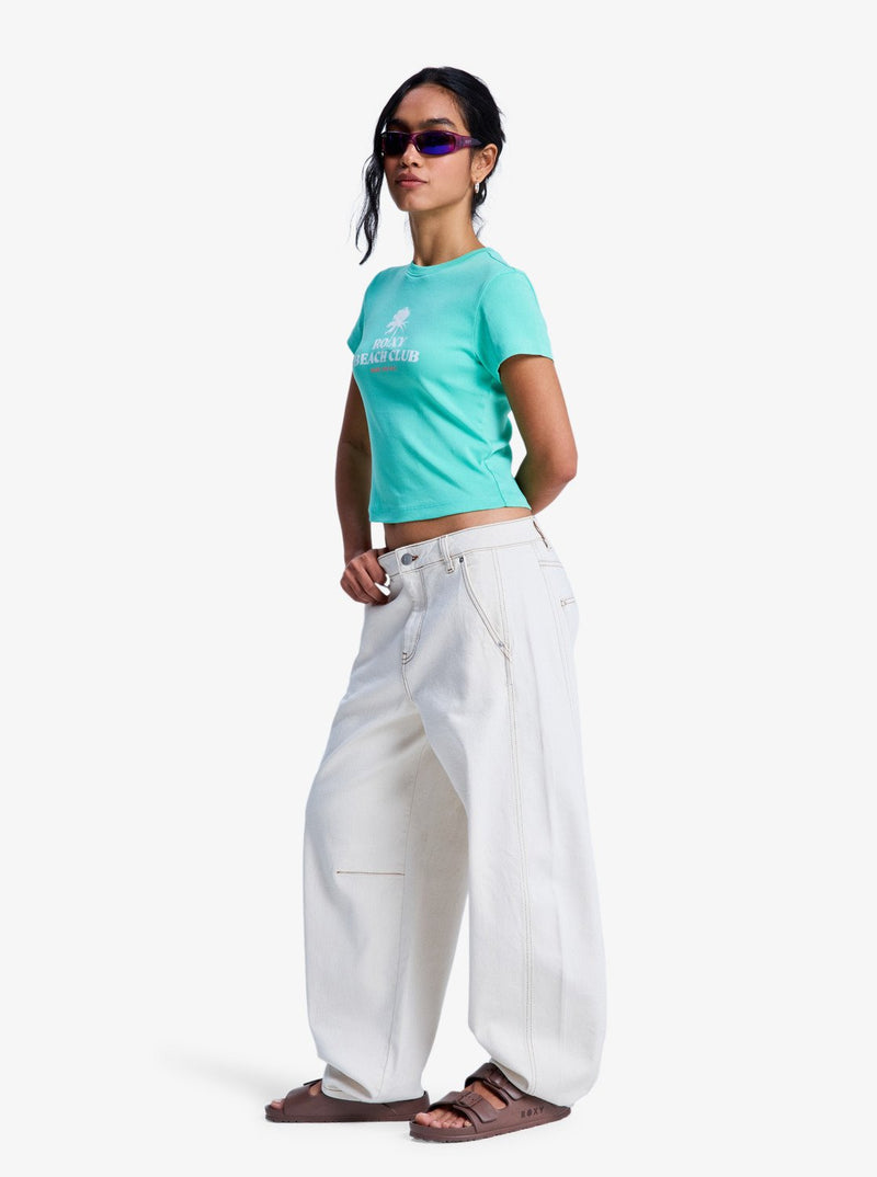 Load image into Gallery viewer, Roxy Women's Cloudbreak Mid Barrel Fit Denim Jeans Sandbar ERJDP03324-TER0

