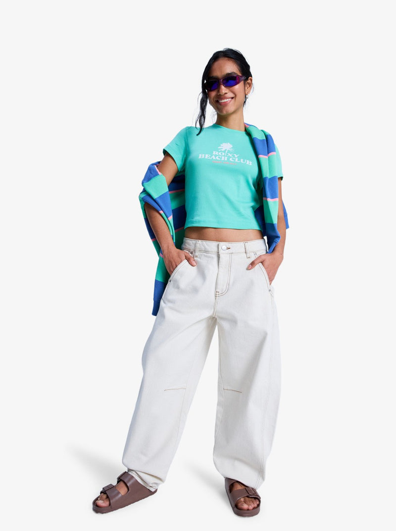 Load image into Gallery viewer, Roxy Women's Cloudbreak Mid Barrel Fit Denim Jeans Sandbar ERJDP03324-TER0
