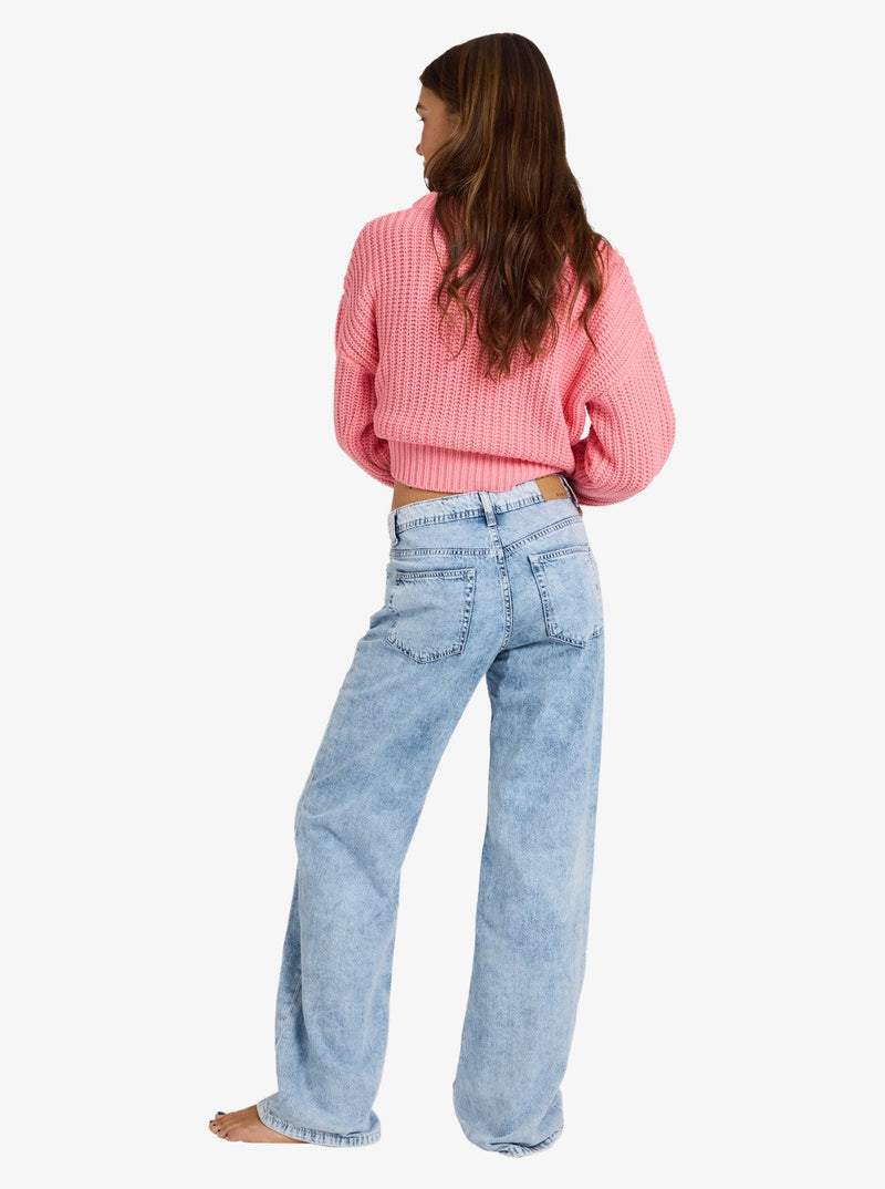 Load image into Gallery viewer, Roxy Women's Dawn Patrol Mid Loose Fit Denim Jeans Sunbleached ERJDP03340-BFB0
