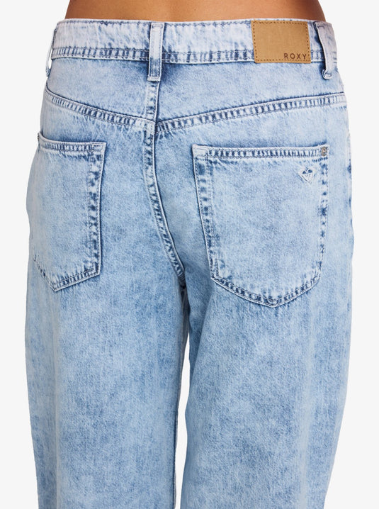 Roxy Women's Dawn Patrol Mid Loose Fit Denim Jeans Sunbleached ERJDP03340-BFB0